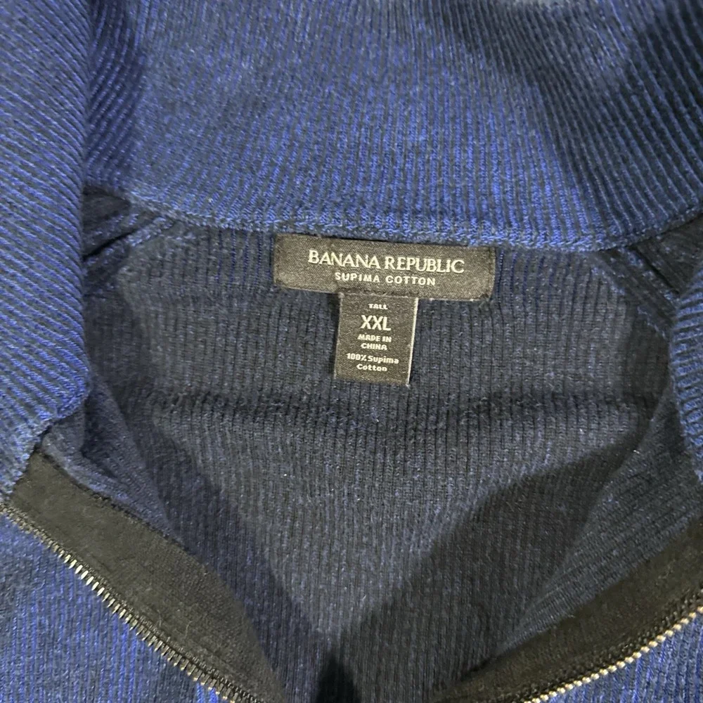 Banana Republic 1/4 Zip Textured Stripe Sweater Men's‎ XXL 100% Supima Cotton